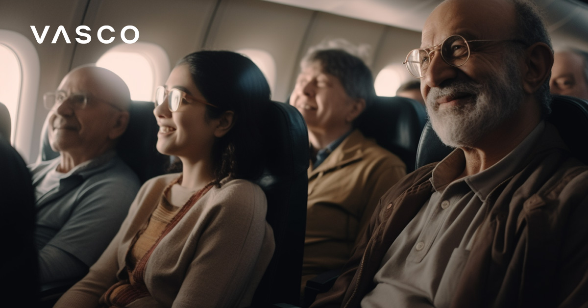 People sitting in airplane.