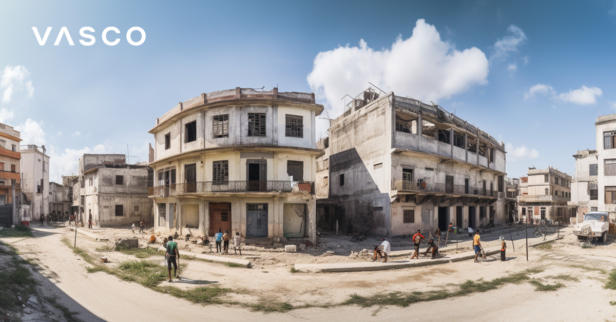 Panorama of a Cuban city. 