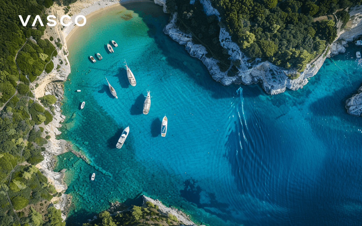 Bird view of Antipaxos island near Korfu in Greece. 