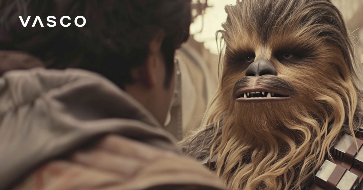 Wookie talking to a human.