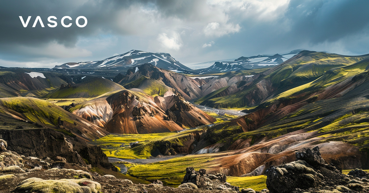 The picture of the Icelandic mountains.