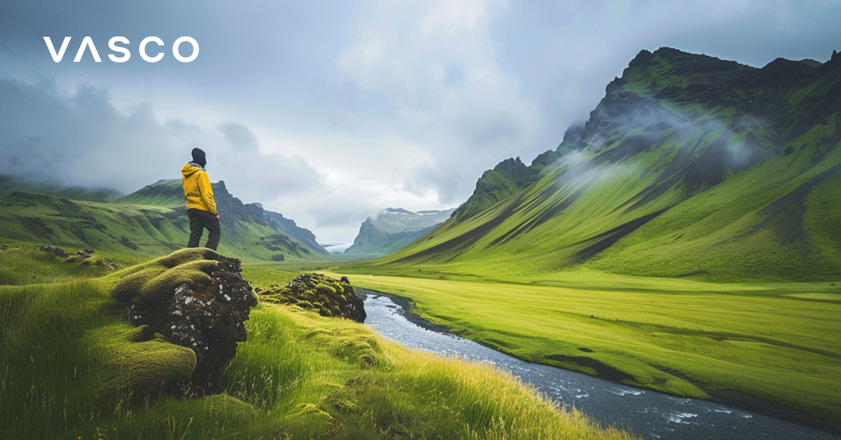 A traveler is marveling at the picturesque Icelandic landscape.