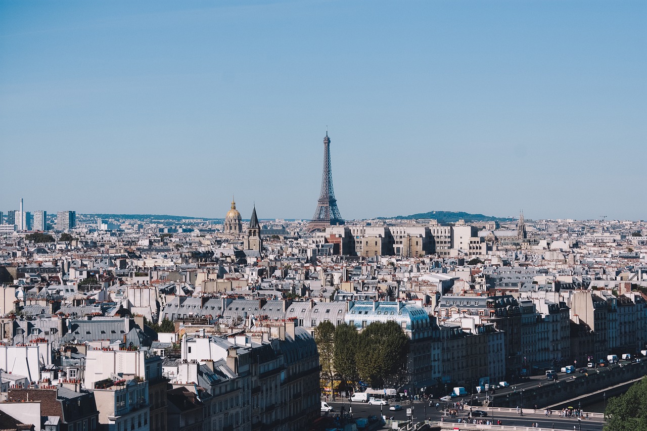 View on a Eiffel Tower and Paris City in France 