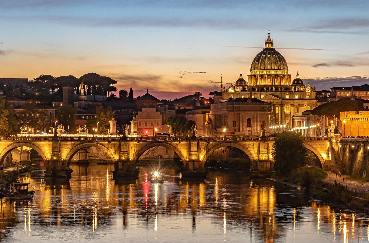 Basilica in Rome with a view on tyber river