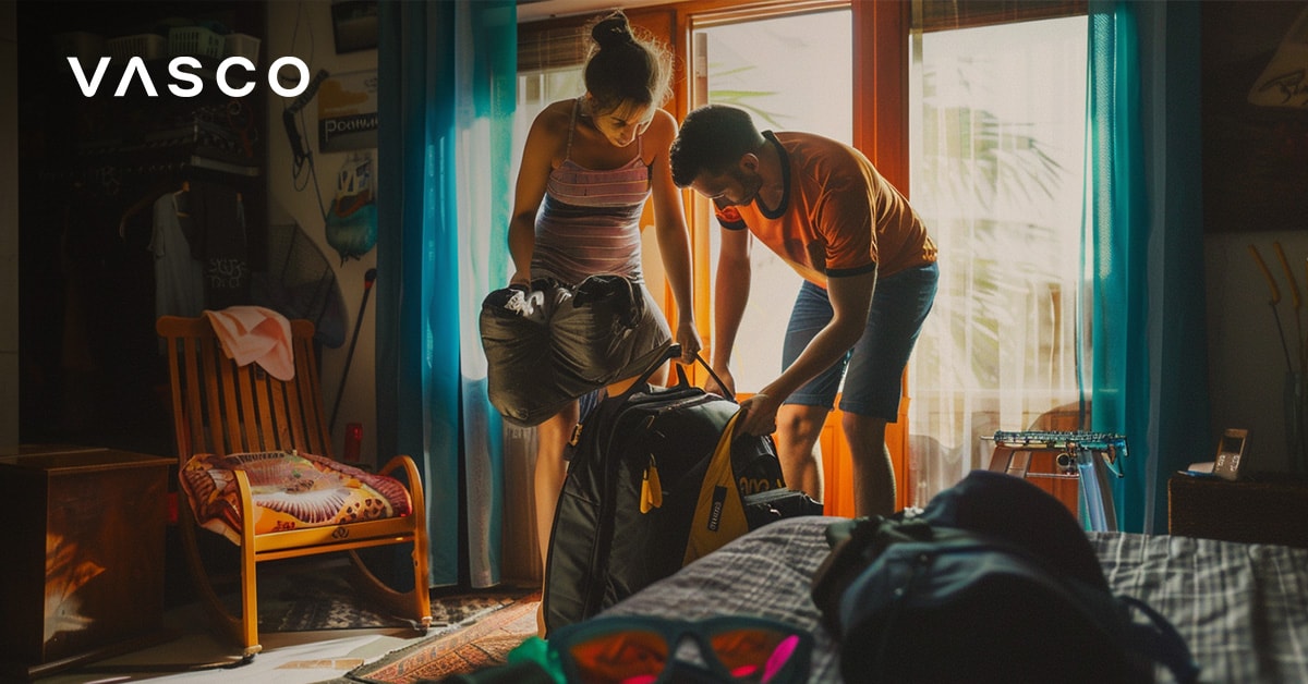 Travelers packing their bags to travel to Dubai